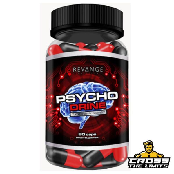 Black-and-red bottle with a brain graphic and "Turbo Brain Accelerator" text, containing 60 capsules for mental clarity and focus