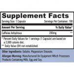haya labs caffeine 200 mg 100 caps ingredient label