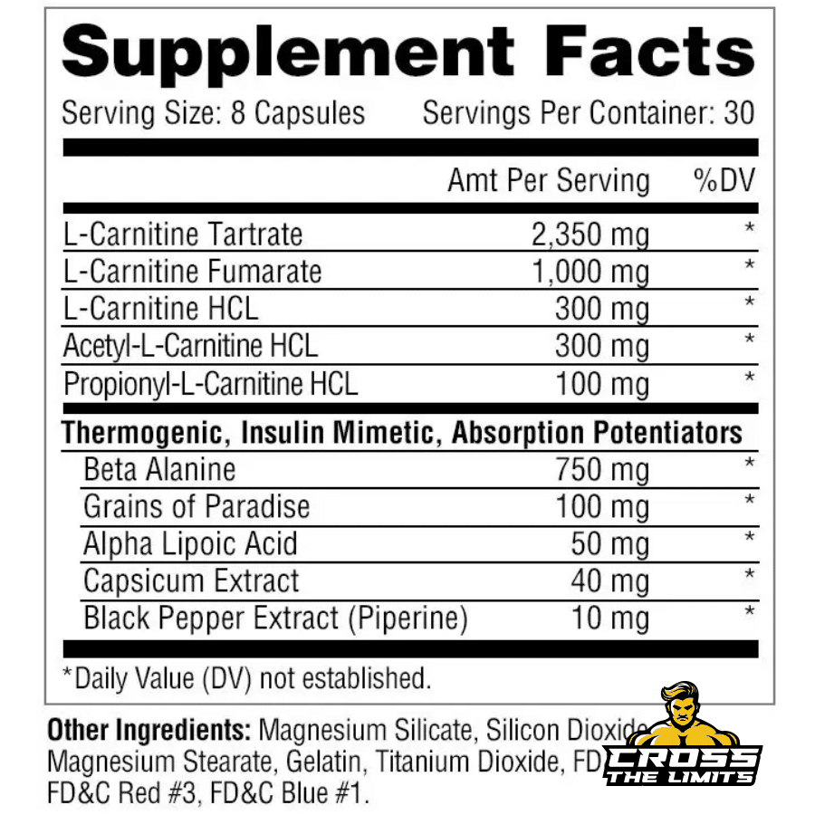 metabolic nutrition carniten 240 capsules ingredient label 3