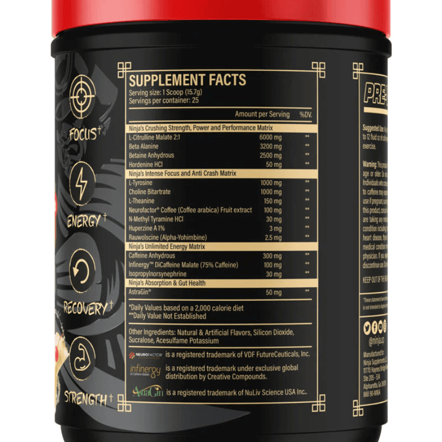 Ninja Supplements Ninja Up PreWorkout 25 servings CROSS THE LIMITS