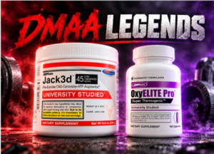 DMAA pre workout legends featuring original USP Labs Jack3d and OxyElite Pro supplements, iconic hardcore stimulant formulas from bodybuilding history.