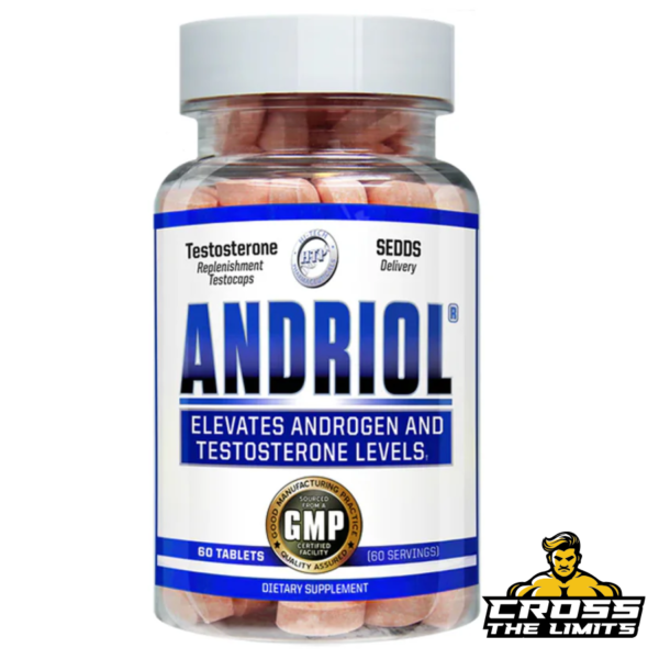 Hi-Tech Pharmaceuticals Andriol – testosterone-boosting prohormone in a 60-tablet bottle designed to elevate androgen and testosterone levels