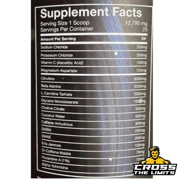 Supplement facts for Star Labs Nutrition Euphoria Pre Workout showcasing ingredients and dosage per serving