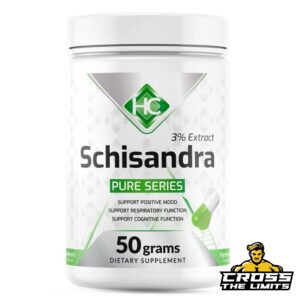 Harmony Concept Schisandra Pure Series 50g dietary supplement jar with green and white label, emphasizing support for positive mood, respiratory function, and cognitive health, by Harmony Concept