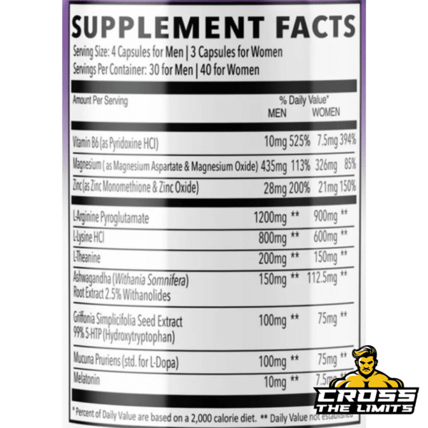 MaxLife ZMPM 120 Caps bottle with a purple and white design, labeled as a mineral support supplement for recovery, strength, and immune function, promoting deep sleep and hormonal optimization.