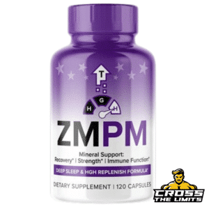 Close-up of MaxLife ZMPM 120 Caps supplement facts label, displaying key ingredients such as magnesium, zinc, L-arginine, ashwagandha, and melatonin, designed to support deep sleep, muscle recovery, and hormone balance