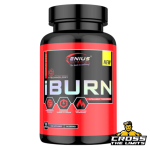 Product bottle of Genius Nutrition iBurn, a 90-capsule thermogenic fat burner supplement.