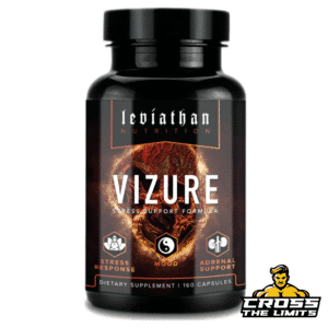 Bottle of Leviathan Nutrition Vizure, highlighting its benefits for stress and mood support.