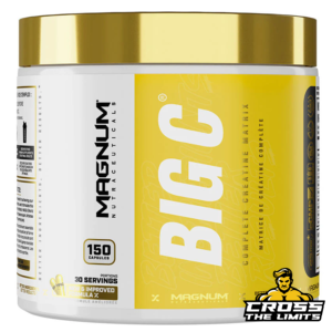 Magnum Big C dietary supplement – white and yellow container with 150 capsules for creatine support and muscle performance.