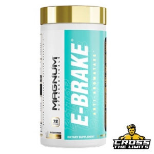 Magnum E-Brake 72 capsules anti-aromatase supplement in a white and teal bottle