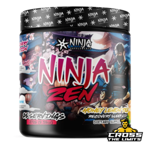 Bottle of Ninja Zen Sleep Aid, featuring branding and key benefits