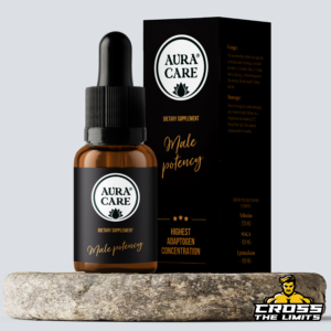 Aura Care Adaptogens Men’s Potential supplement label with ingredients and usage instructions