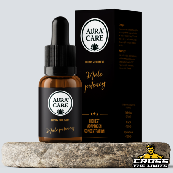 Aura Care Adaptogens Men’s Potential supplement label with ingredients and usage instructions