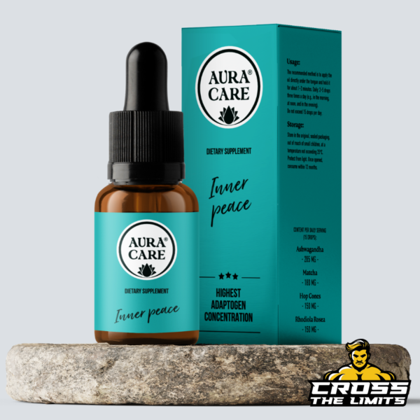 Aura Care Inner Peace dropper bottle with packaging – highest adaptogen concentration formula