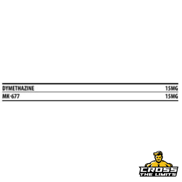 facts label of Hammer Labz Lean Mass X2 showing 15 mg Dimethazine and 15 mg MK-677 per capsule.