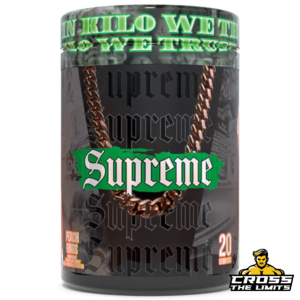 Kilo Labs Supreme Pre-Workout in Peach Rings flavour – high-stim energy and pump formula.
