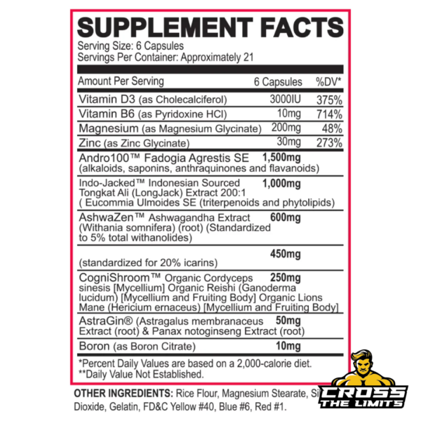 Supplement Facts Label for Tomidex – Fadogia, Tongkat Ali, Ashwagandha, Icariin, CogniShroom