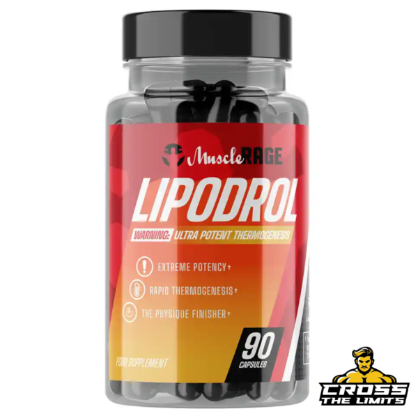 Muscle Rage Lipodrol bottle – powerful fat burner with 90 capsules and advanced thermogenic formula.