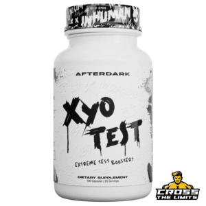 XYO Test bottle by AfterDark Pharmaceuticals – white design with black graffiti-style logo
