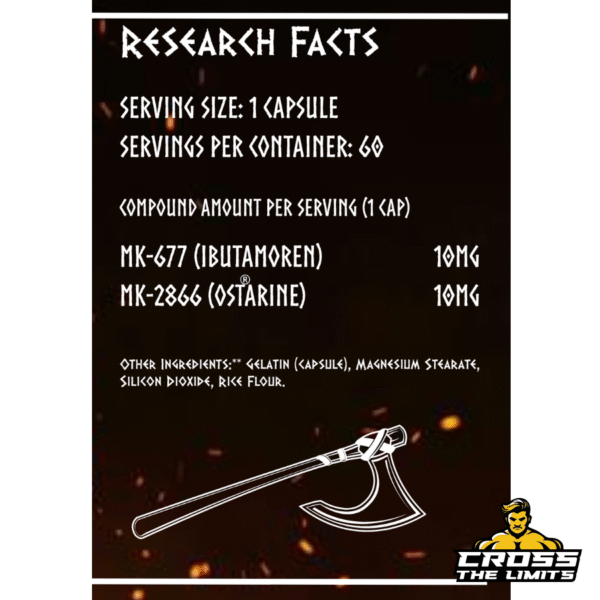 Supplement facts panel for Berserker Duo – research-only SARMs blend