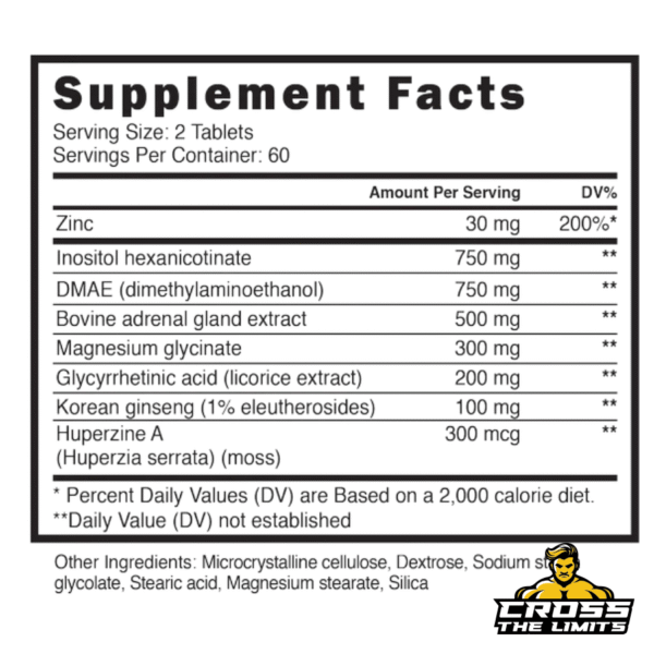 Supplement facts label showing full ingredient profile of Adrenal Care