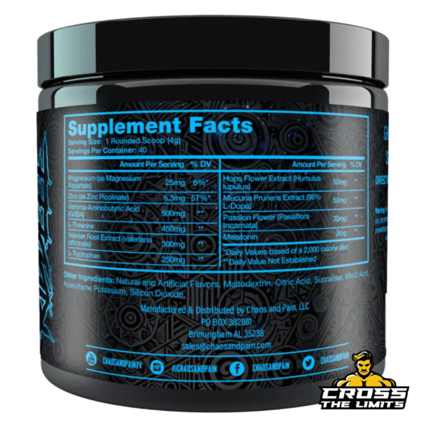 Cannibal Coma supplement facts – full sleep aid blend with GABA, melatonin, valerian