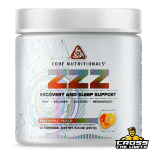 Core Nutritionals ZZZ front label – pineapple peach sleep recovery formula