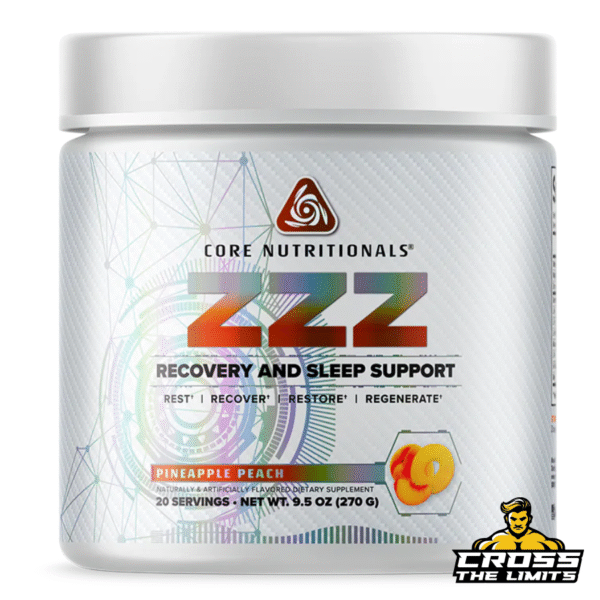 Core Nutritionals ZZZ front label – pineapple peach sleep recovery formula