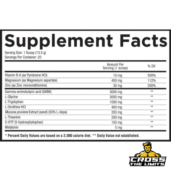 Supplement facts of Core ZZZ – advanced sleep and recovery blend