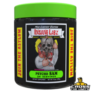 Insane Labz Psycho Sam tub front – Mad Chemist Edition pre-workout
