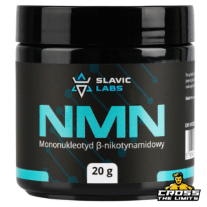 Slavic Labs NMN front label – black and teal jar with 20g label