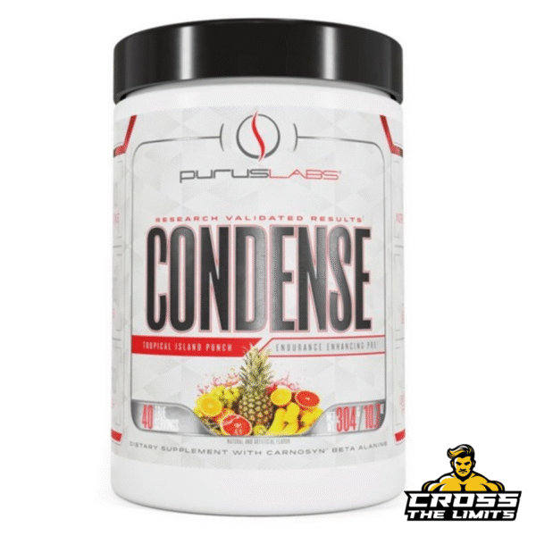Purus Labs CONDENSE pre-workout tub – front label