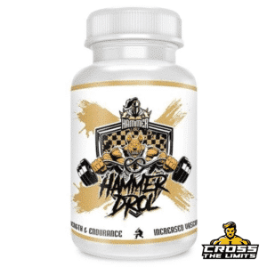 Front label of Hammer Labz Hammer Drol bottle – 60 caps formula for muscle and strength.