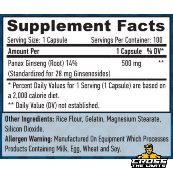 Haya Labs Panax Ginseng 500 mg – Standardised Extract with 28 mg Ginsenosides (100 Caps)
