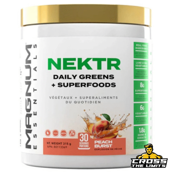 Magnum NEKTR Daily Greens + Superfoods 315g Peach Burst front label