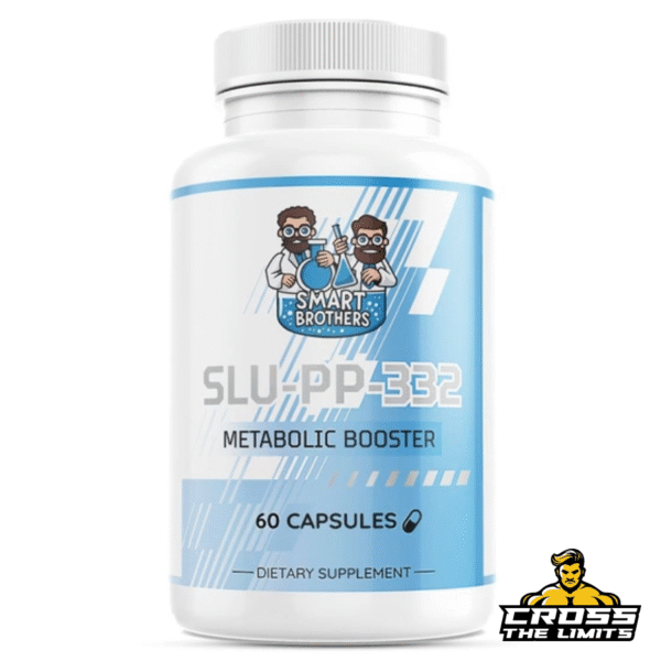 Supplement facts panel for Smart Brothers SLU-PP-332 showing 250 mcg SLU-PP-332 per capsule, 60 servings per container.