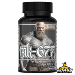 Supplement facts of Viking Labs MK-677 showing 15mg Ibutamoren and 5mg Piperine per capsule