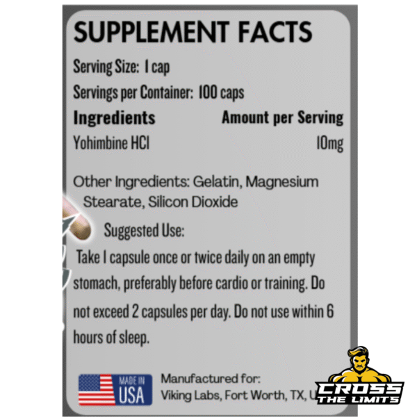 Viking Labz Yohimbine Supplement Facts – 10mg Yohimbine HCl per Capsule