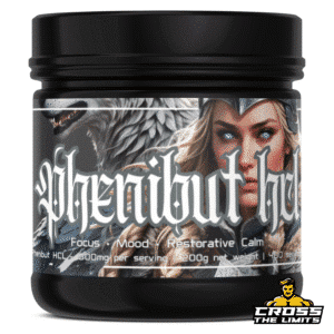 Viking Labs Phenibut HCl 200g research powder jar – front label, approx. 400 × 500mg servings – Cross The Limits