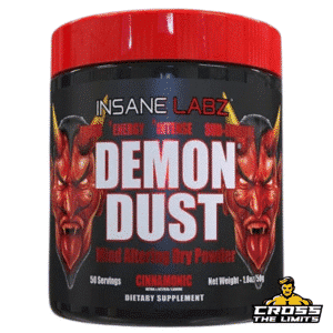 Insane Labz Demon Dust pre-workout supplement jar front label
