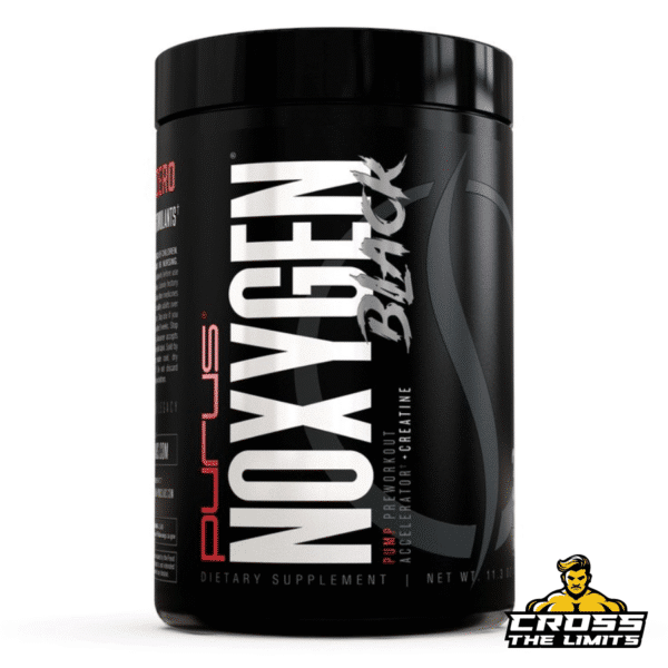 Purus Labs Noxygen Black pre-workout 321g supplement jar front
