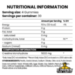 chaos crew creatine monohydrate gummies (120 vegan gummies) ingredient label