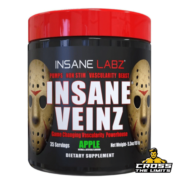 Insane Labz Insane Veinz – stim-free pump pre-workout – Apple flavour – 35 servings – available at CrossTheLimits.co.uk