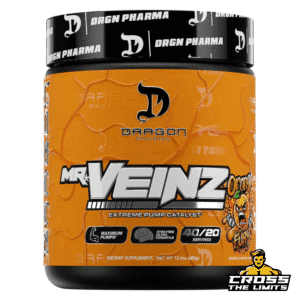 Dragon Pharma Mr. Veinz – stim-free pre-workout for pump and vascularity – Orange Fury flavour – 40/20 servings – available at CrossTheLimits.co.uk