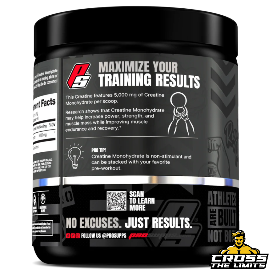 Supplement Facts for ProSupps Creatine Monohydrate — 5000 mg pure creatine per serving — 60 servings — CrossTheLimits.co.uk
