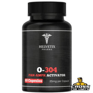 Helvetix Pharma O-304 Pan-AMPK Activator 25mg 60 capsules front view bottle.