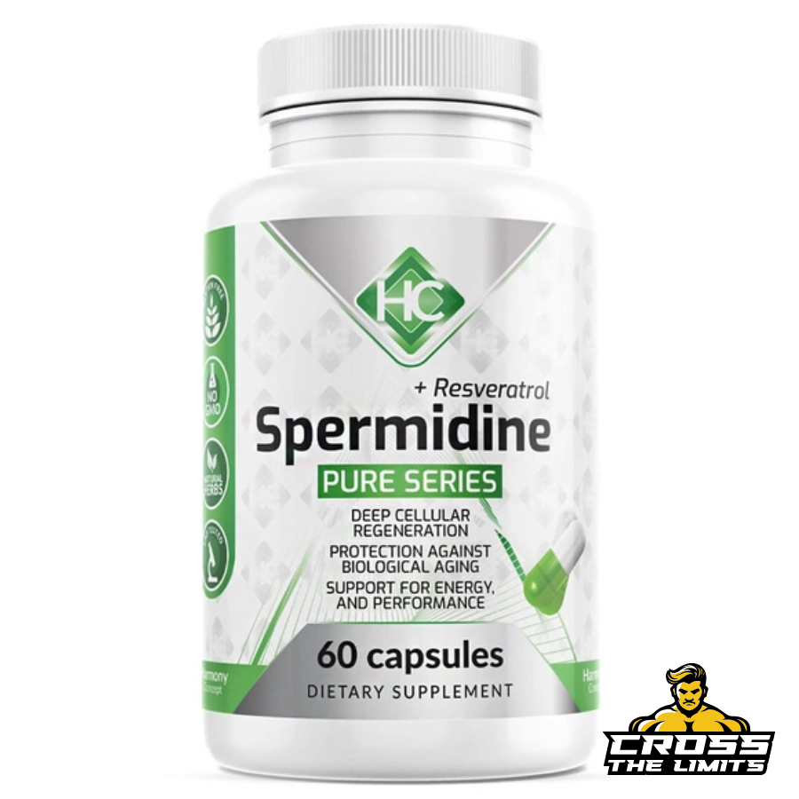 Harmony Spermidine Resveratrol 60 capsules supplement bottle front label