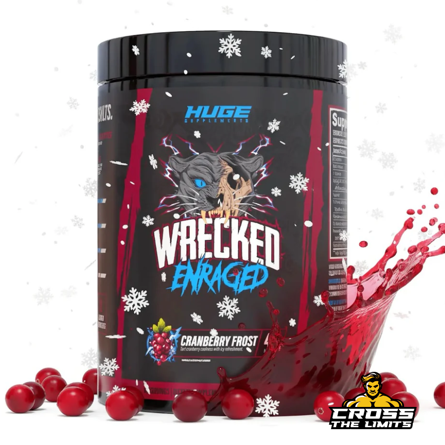 Huge Supplements Wrecked Enraged Cranberry Frost pre-workout tub high stimulant formula