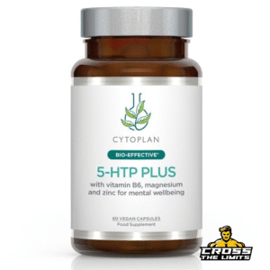 Cytoplan 5-HTP Plus vegan capsules bottle with vitamin B6 and magnesium for mood and sleep support