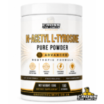 Cross The Limits Nutrition N-Acetyl L-Tyrosine (NALT) Pure Powder 100g dietary supplement in a premium white container with gold and black branding. Provides 1000 mg of N-Acetyl L-Tyrosine per serving and 100 servings per container. Designed to support dopamine production, cognitive performance, focus, mental drive, stress resilience, and productivity. Clean single-ingredient, vegan-friendly, non-GMO, gluten-free formula with no fillers or artificial additives, ideal for nootropic stacks, students, professionals, gamers, athletes, and high-performance individuals.
